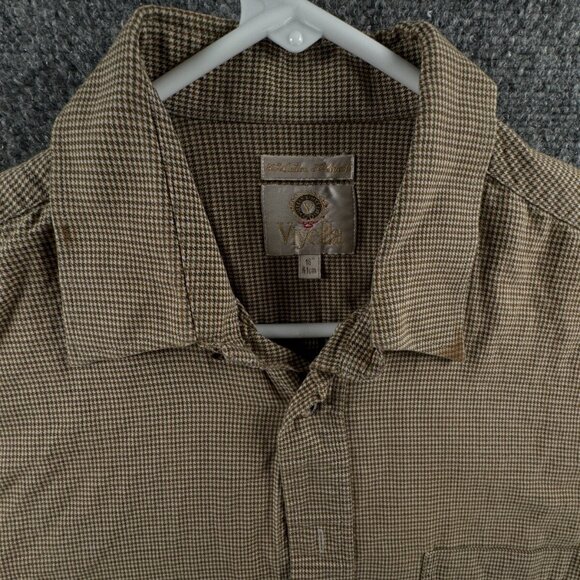 Viyella Cotton Wool Blend Button Up Shirt Men Long Sleeve Houndstooth Size 16 - Picture 7 of 16